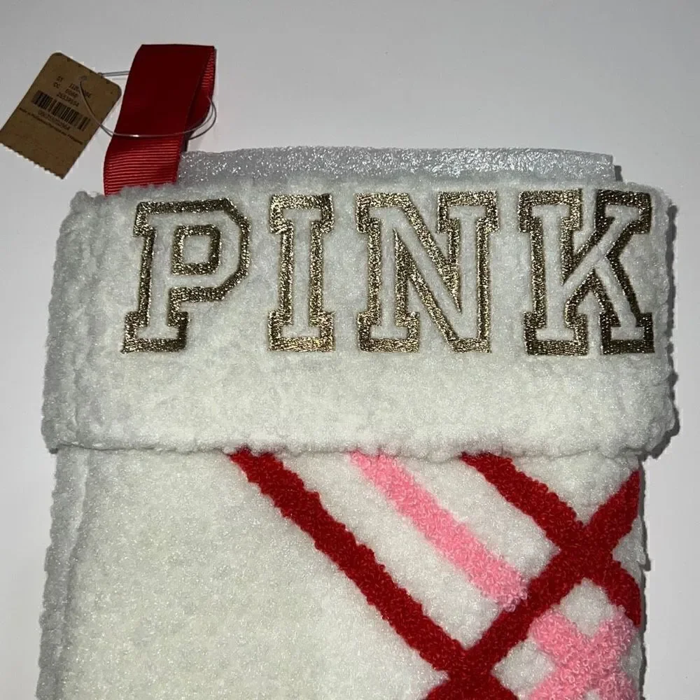 NEW Victoria’s Secret PINK Sherpa Christmas Holiday Stocking LIMITED EDITION